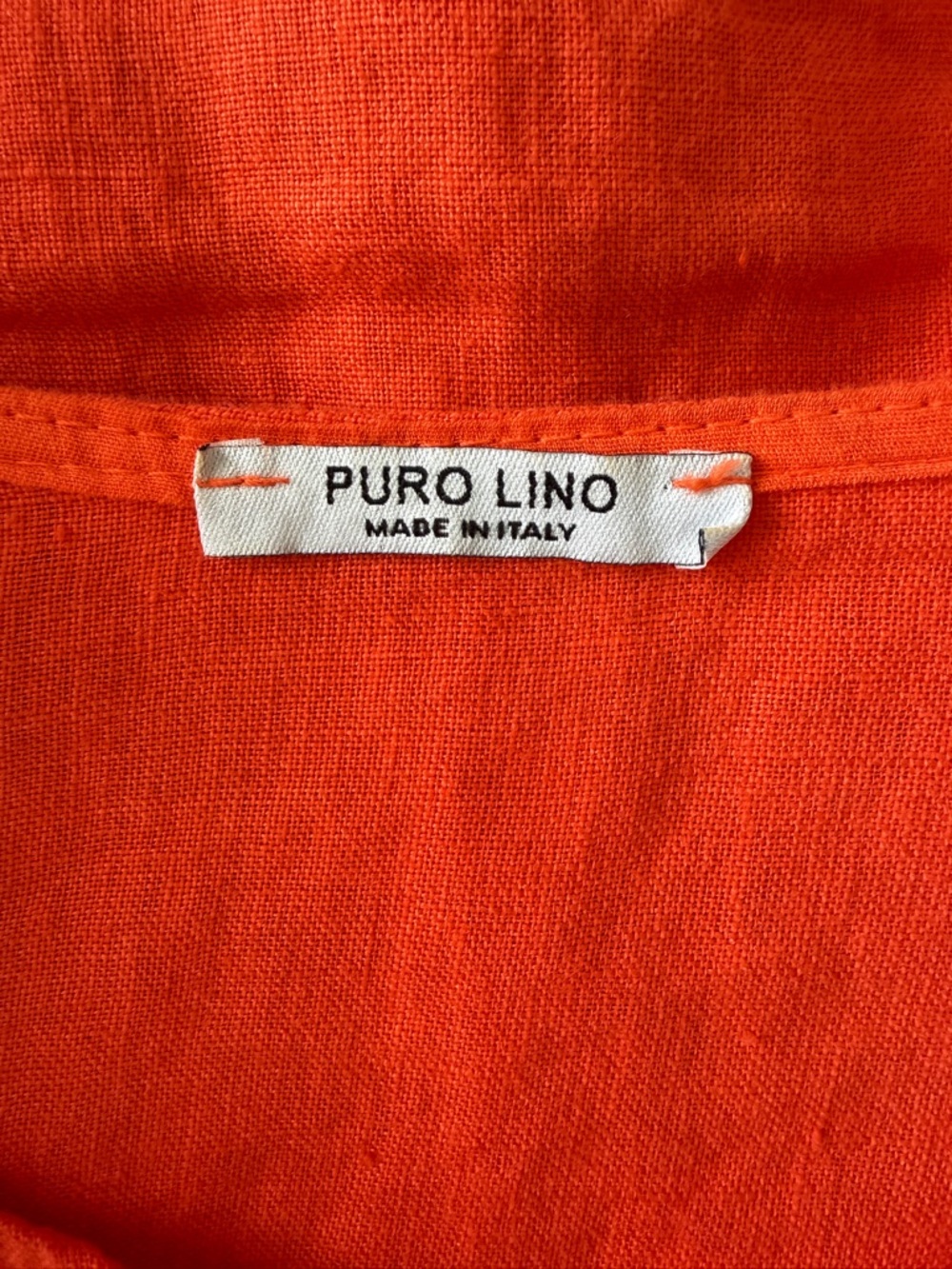 100% Linen Button Front Top XL Orange Relaxed Fit - Picture 3 of 8